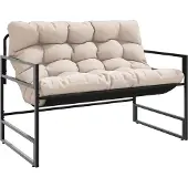 vidaXL Trädgårdsbänk med dyna taupe 113 cm stål