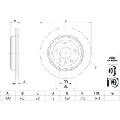 Bosch Bromsskiva 0 986 479 G87 bak, ventilerad, höggradigt förkolnad, 1 Stycke