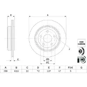 Bosch Bromsskiva 0 986 479 G84 bak, ventilerad, höggradigt förkolnad, 1 Stycke