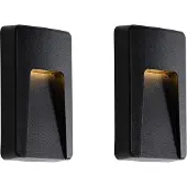 QAZQA 2-pack svarta rektangulära LED-vägglampor för utomhusbruk IP65 - Gem