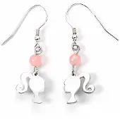 Ginza.se Barbie: Sterling Silver Silhouette & Rose Quartz Drop Earrings