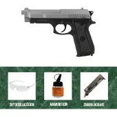 Cybergun PT92 Metalslide Fjäderpistol 6mm - Silver/Svart Startpaket