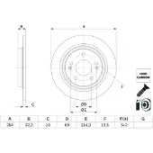 Bosch Bromsskiva 0 986 479 G77 bak, full, höggradigt förkolnad, 1 Stycke