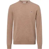 Gant för män. 87211 Rundhalsad tröja i brun finull (L), Casual, Lång ärm