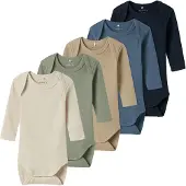 Name it Solid Rib Långärmad Body 5 Enheter