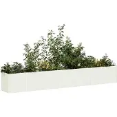 vidaXL Odlingslåda vit 280x40x40 cm kallvalsat stål