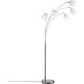 TRIO Leuchten Golvlampa Tommy, Aluminium / grå / zink, Vardagsrum / matsal, Textil / tyger / siden, Modern, Golvlampa
