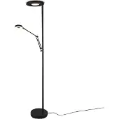 TRIO Lighting LED uplight golvlampa Barrie, dimbar, Svart, Vardagsrum / matsal, Metall, Modern, LED-golvlampa