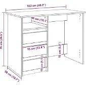 vidaXL Skrivbord vit 102x50x75 cm konstruerat trä