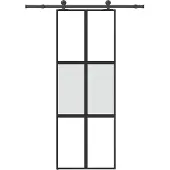 vidaXL Skjutdörr med beslagset härdat glas och aluminium 76x205 cm
