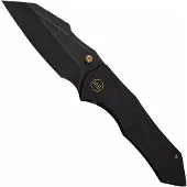 We Knife High-Fin XL WE24010-1 Blackwash CPM 20CV, Diamond Patterned Black Titanium, pocket knife