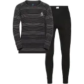 Odlo - Underställ barn - Set Long Active Warm Eco Kids Black/Grey Melange för Unisex - Barnstorlek 128 cm - Svart