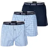 BOSS för män. 50480034 Förpackning med 3 boxershorts i blå eller marinblå väv (L), Hemkläder, Bomull