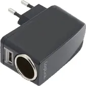 Logilink Power Adapter USB-laddare 12 W USB, Cigarettändaruttag Svart Vägguttag Överströmsskydd