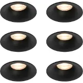 QAZQA Set med 6 svarta infällda spotlights GU10 50 mm - Gijs