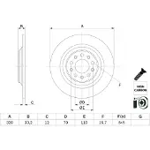 Bosch Bromsskiva 0 986 479 G74 bak, full, höggradigt förkolnad, 1 Stycke