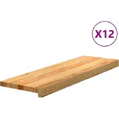 vidaXL Trappstegsmattor 12 pcs ljusbrun 80x30x2 cm massiv ek