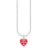 Thomas Sabo Red enamel BEST FRIENDS silverhalsband vänskapssmycke KE2237-007-10-L45v