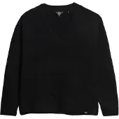 Superdry för kvinnor. W6110521A Överdimensionerad tröja med V-ringning svart (XS), Casual, Akryl