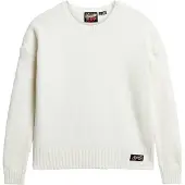 Superdry för kvinnor. W6110500A Essential rundhalsad tröja vit (L), Casual, Polyester, Lång ärm