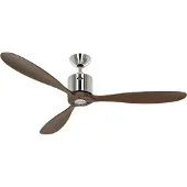 CasaFan AEROPLAN ECO 132 BN-NB loftsfläkt i massiv trä valnöt 27 W 132 cm krom (borstad) med fjärrkontroll, timer, vinterdrift
