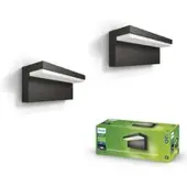 Philips LED utomhus vägglampa Bustan, Svart, Aluminium / grå / zink, Modern, LED-vägglampa utomhus