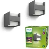 Philips LED utomhus vägglampa Arbour, Svart, Aluminium / grå / zink, Modern, LED-vägglampa utomhus