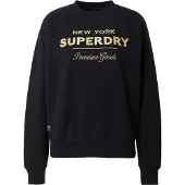 Superdry för kvinnor. W2011991A Luxe metallic logo sweatshirt svart (S), Casual, Deportivo, Grå, Bomull