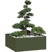 vidaXL Planteringskärl olivgrön 100x100x40 cm stål