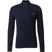 Gant för män. 8050603 Marinblå pullover med halv dragkedja och halv dragkedja (L), Casual, Bomull, Marino