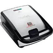 Tefal SW 854 D Snack Collection Våffeljärn Non-stick-beläggning, Automatisk temperaturstyrning Svart, Rostfritt stål (borstat)