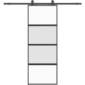 vidaXL Skjutdörr med beslag svart 76x205 cm härdat glas
