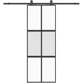 vidaXL Skjutdörr med beslag svart 76x205 cm härdat glas