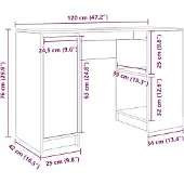 vidaXL Skrivbord sonoma ek 120x42x76 cm konstruerat trä