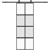 vidaXL Skjutdörr med beslag svart 76x205 cm härdat glas