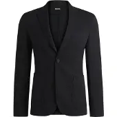 BOSS Slim-fit suit jacket in stretch seersucker