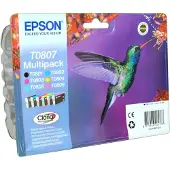 Epson Bläck T0807 Original Kombi-pack Svart, Cyan, Magenta, Gul, Foto cyan, Foto magenta C13T08074011