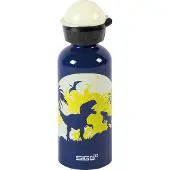 SIGG Kids Water Bottle Glow Moon Dinos, 0,4 l, Blå, Gul, Gjuten aluminium, 6,6 cm, 197 mm, 112 g