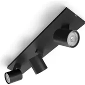 Philips Runner tak-/väggspotlight 3 x, Utanpåliggande spotlight, GU10, 3 lampor, LED, 220-240 V, Svart