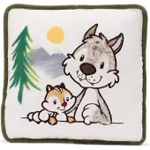 Nici Kudde Med Vargen Winny &amp; Ekorren Jojo 25x25 Cm