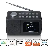 Lenco DAB+/FM-radioväckarklocka med färgdisplay, sleeptimer och dubbel alarmfunktion Svart
