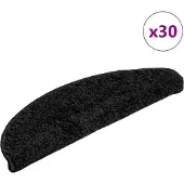 vidaXL Trappmattor 30 st 56x17x3 cm svarta halvrunda
