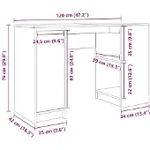 vidaXL Skrivbord hantverksmässig ek 120x42x76 cm konstruerat trä