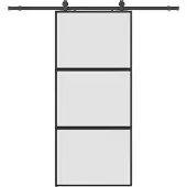 vidaXL Skjutdörr med beslagssats svart 90x205 cm härdat glas