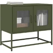 vidaXL TV-bänk olivgrön 68x39x60,5 cm kallvalsat stål
