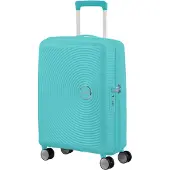 American Tourister Sounbox Spinner Expandable (4 wheels) 55cm, Vagn, Hårt skal, Blå, Poolside Blue, Liten, Polypropylen (PP)