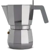 Alessi Moka, Mokabryggare, 0,3 l, Grå, Gjuten aluminium, 6 koppar, 105 mm