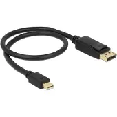 DeLOCK Mini-DisplayPort / DisplayPort Adapterkabel Mini DisplayPort-kontakt, DisplayPort-kontakt 0.50 m Svart 83984 guldpläterad kontakt DisplayPort-kabel