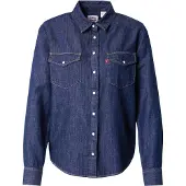 Levi's Blus 'Iconic Western Linen+ Denim Shirt' mörkblå