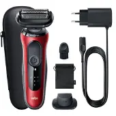 Braun Series 6 61-R1200s, Folierakapparat, Svart, Röd, SensoFlex, SensoFoil, Knappar, LED, Batteri